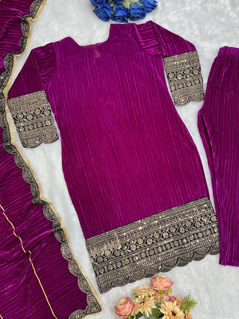 Editorial Jewel-Tone Plush Silk Ensemble